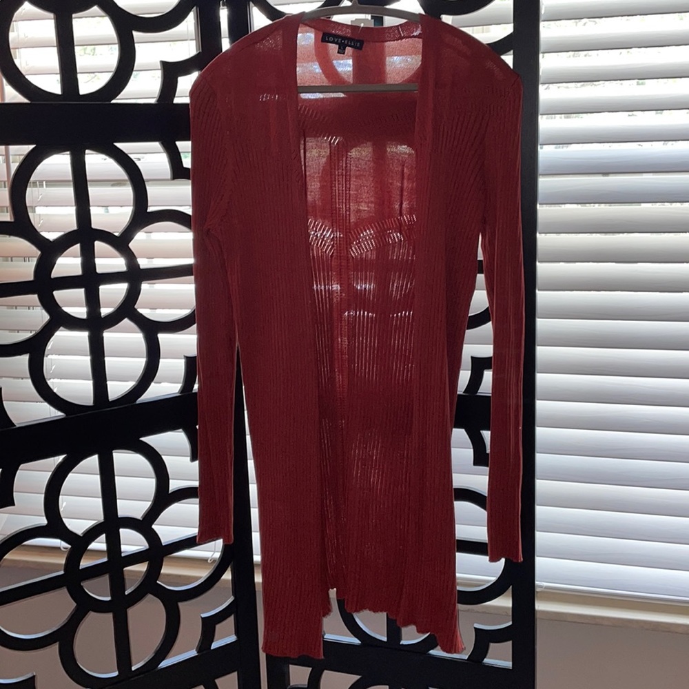 Love Ellie, burnt orange long cardigan